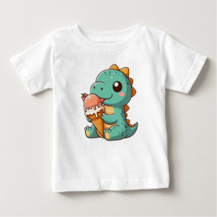 Camiseta Para Bebê Dinheiro comendo sorvete bonito