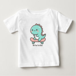 Camiseta Para Bebê Dino Adorável no Texto Personalizado do Skateboard