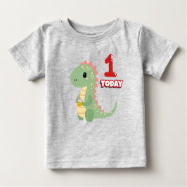 Camiseta Para Bebê Dino Birthday 1 Hoje