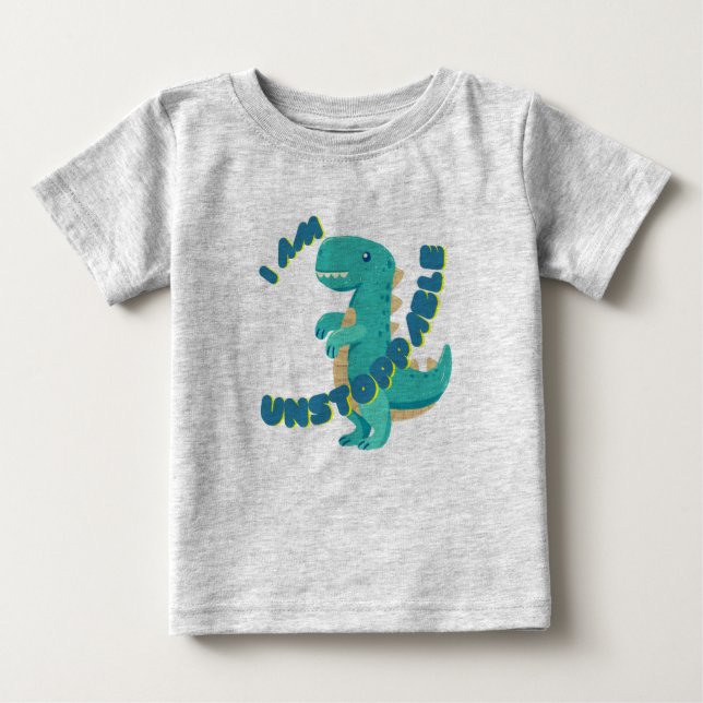 CAMISETA PARA BEBÊ DINO CUTO MOTIVADO - T-REX (Frente)