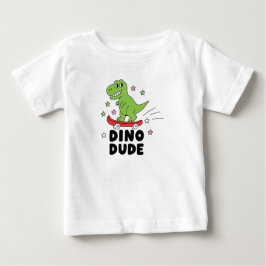 Camiseta Para Bebê Dino Dude Dinossauro Fofo Skate Kids