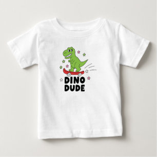 Camiseta Para Bebê Dino Dude Dinossauro Fofo Skate Kids