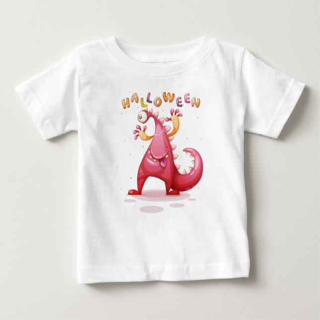 Camiseta Para Bebê Dino-Halloween Monster Toddler (Frente)