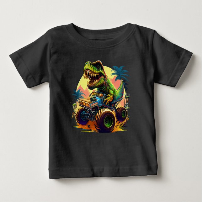 Camiseta Para Bebê Dino Roller (Frente)