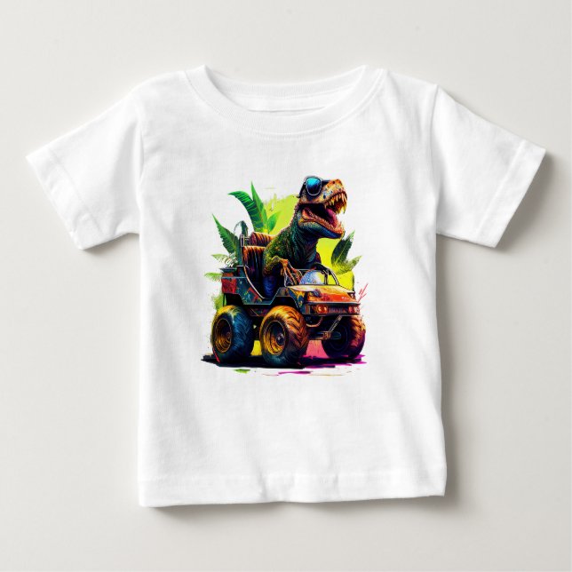 Camiseta Para Bebê Dino Roller (Frente)
