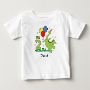 Camiseta Para Bebê Dino segundo aniversário Baby T-Shirt