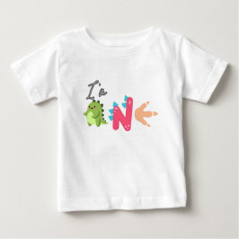 Camiseta Para Bebê Dino TRex Estou 1 Aniversário meninos UM De volta
