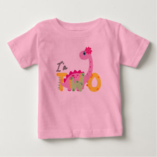 Camiseta Para Bebê Dino TRex Estou 2 Aniversário meninos dois Volta à