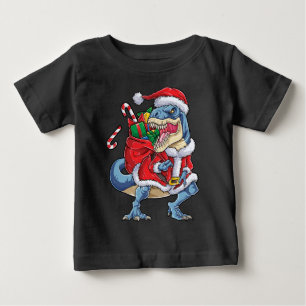 Camiseta Para Bebê Dinosaur Christmas Santa Claus T rex Boys Men
