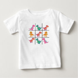 Camiseta Para Bebê Dinosaur Tic Tac Toe Baby Jersey T-Shirt