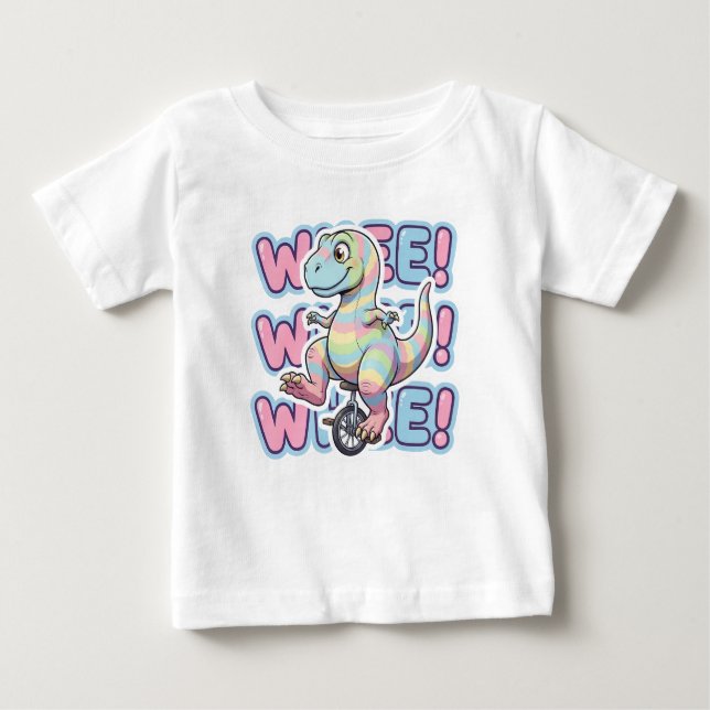 Camiseta Para Bebê Dinosaur,Whee!!! (Frente)
