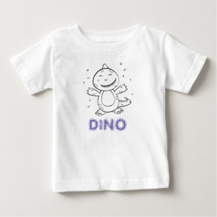 Camiseta Para Bebê Dinossauro - animal esboçado da arte em preto & n