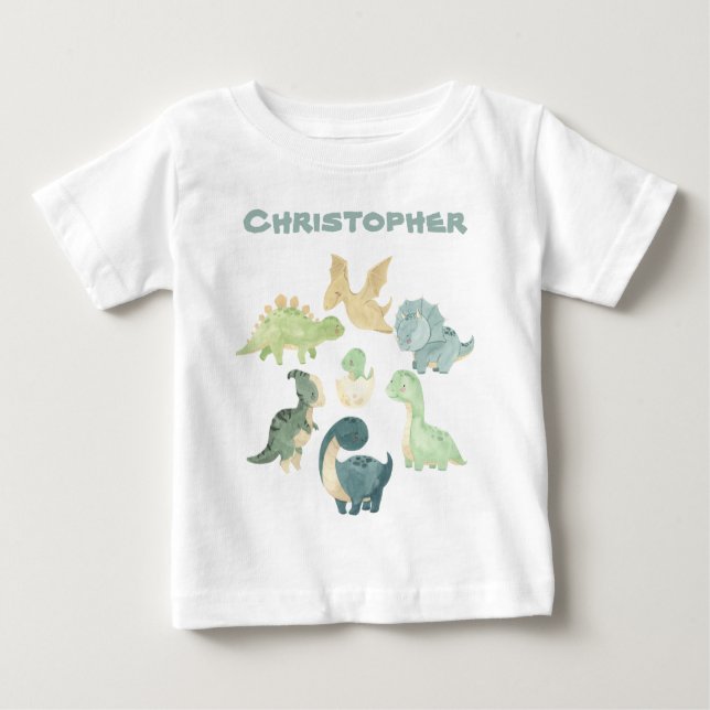 Camiseta Para Bebê Dinossauro Bebê Personalizado (Frente)