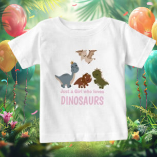 Camiseta Para Bebê Dinossauro Boho Rosa