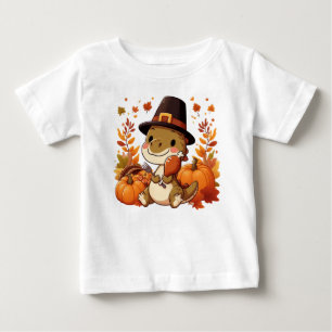Camiseta Para Bebê Dinossauro Bonito de Ação de Graças