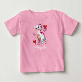 Camiseta Para Bebê Dinossauro branco fofo do dia dos namorados
