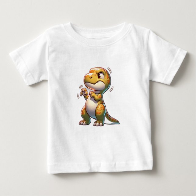 Camiseta Para Bebê dinossauro bravo e fofo (Frente)