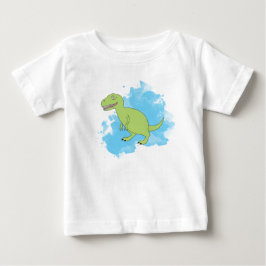 Camiseta Para Bebê Dinossauro com Tinta Azul