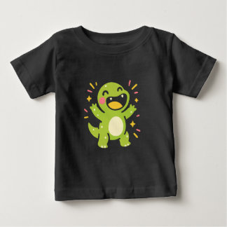 Camiseta Para Bebê Dinossauro de Desenho Animado Feliz