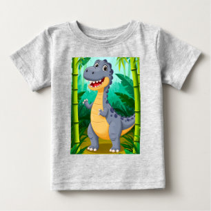 Camiseta Para Bebê Dinossauro de desenho animado fofo em pé em uma ce