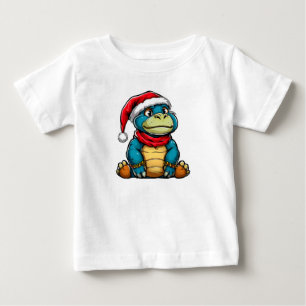 Camiseta Para Bebê Dinossauro de desenho natalino Presente Festivo de