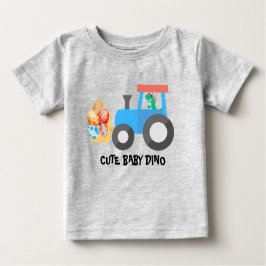 Camiseta Para Bebê Dinossauro de ovos em bruto Construção de Caminhão