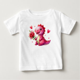 Camiseta Para Bebê Dinossauro Dia de os namorados bonito
