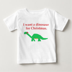 Camiseta Para Bebê Dinossauro do Natal