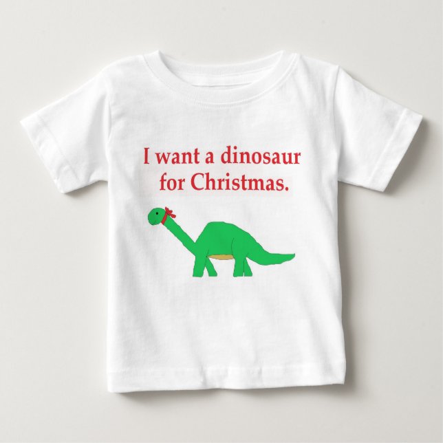 Camiseta Para Bebê Dinossauro do Natal (Frente)