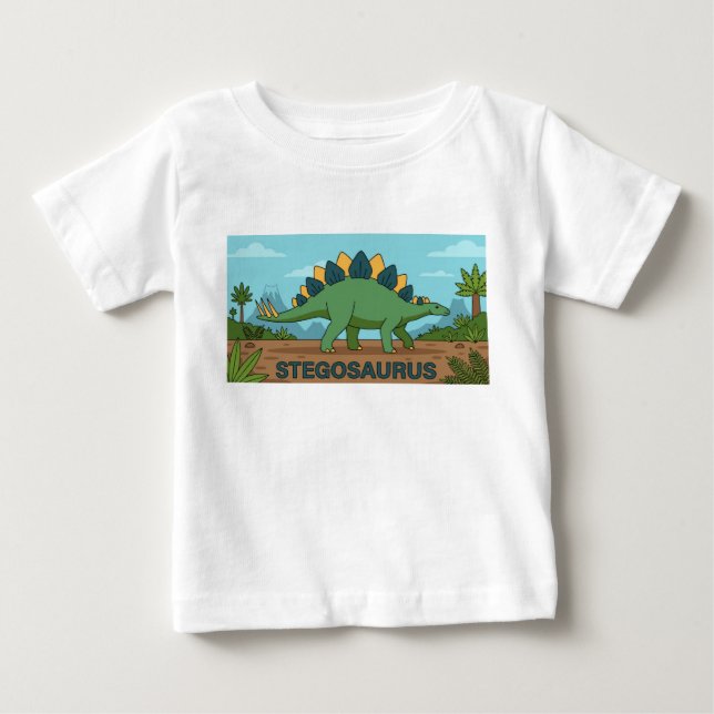 Camiseta Para Bebê Dinossauro Estegossauro  (Frente)