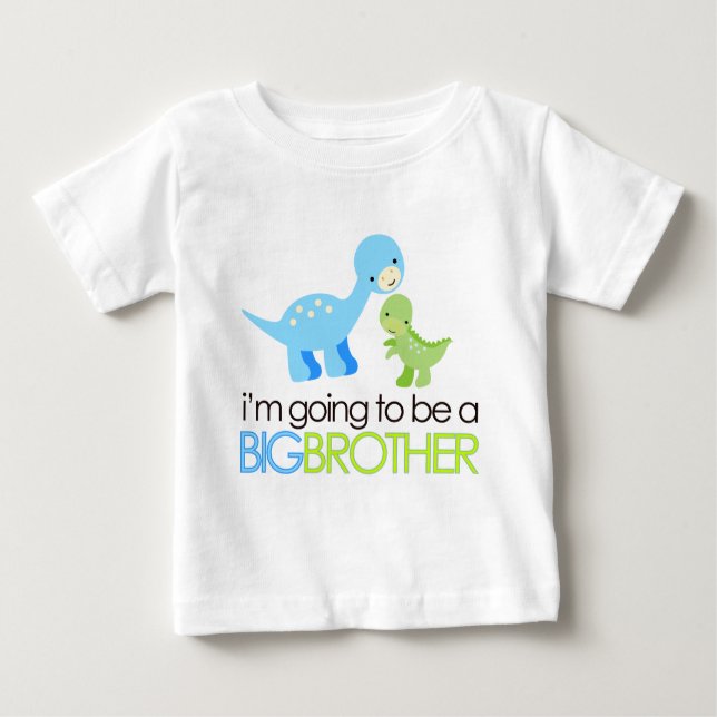 Camiseta Para Bebê Dinossauro Eu vou ser um grande irmão (Frente)