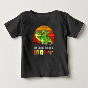 Camiseta Para Bebê Dinossauro Eu vou ser um grande irmão bebê