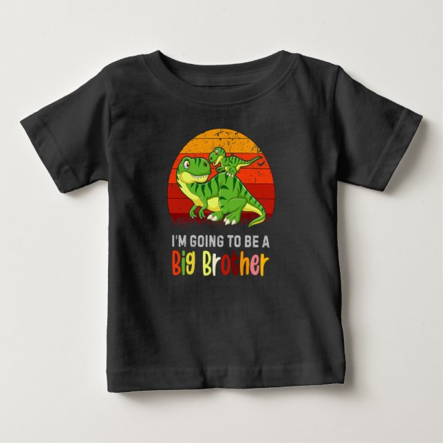 Camiseta Para Bebê Dinossauro Eu vou ser um grande irmão bebê (Frente)