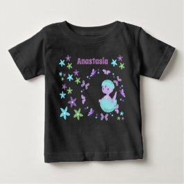 Camiseta Para Bebê Dinossauro Floral Personalizado