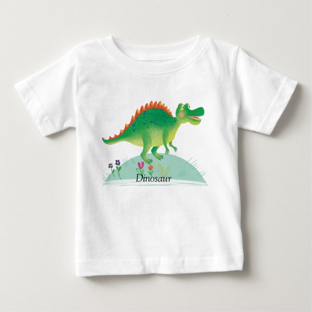 Camiseta Para Bebê Dinossauro Fofo (Frente)