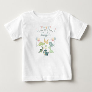 Camiseta Para Bebê Dinossauro Fofo Aquarela Personalizado