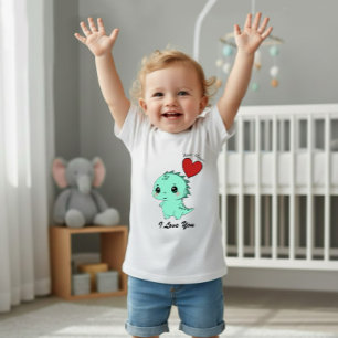 Camiseta Para Bebê Dinossauro Fofo de Menta