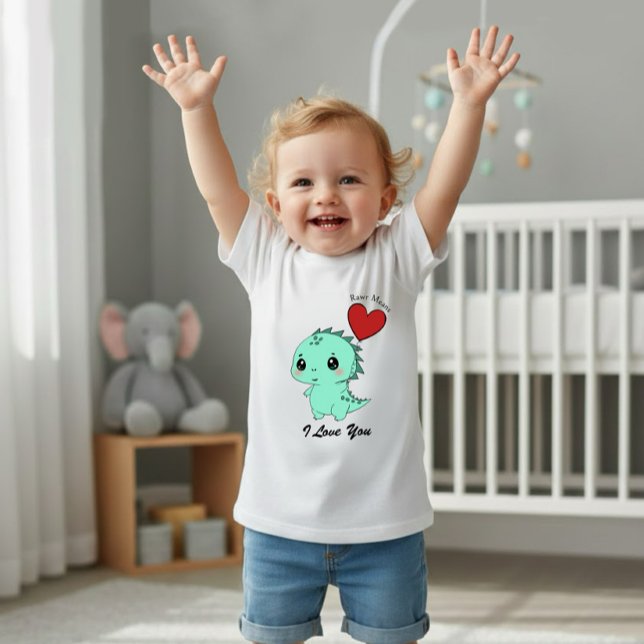 Camiseta Para Bebê Dinossauro Fofo de Menta (Criador carregado)