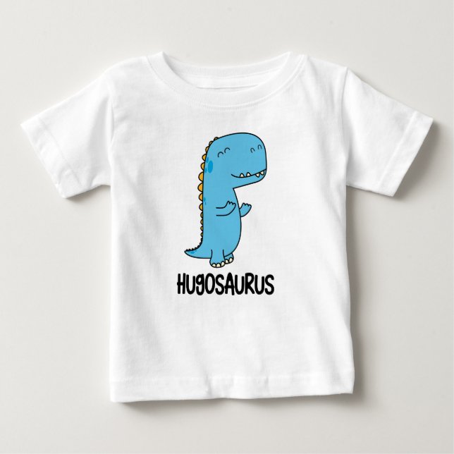 Camiseta Para Bebê Dinossauro fofo Hugosaurus ama abraços (Frente)