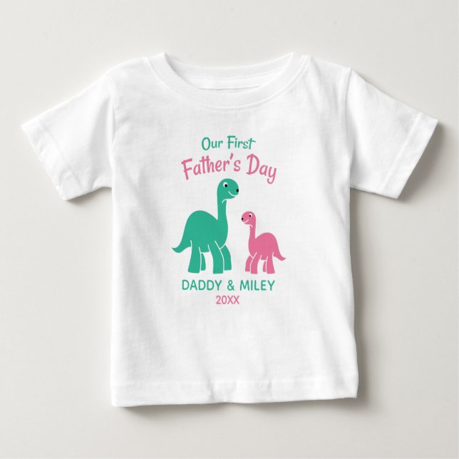 Camiseta Para Bebê Dinossauro Fora Personalizado do Primeiro Dia de o (Frente)