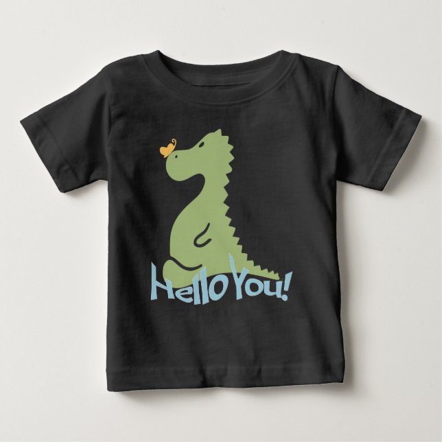 Camiseta Para Bebê Dinossauro Gelado e Bebê Borboleta (Frente)