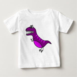 Camiseta Para Bebê Dinossauro irritado roxo bonito dos desenhos