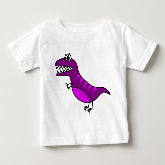 Camiseta Para Bebê Dinossauro irritado roxo bonito dos desenhos (Frente)