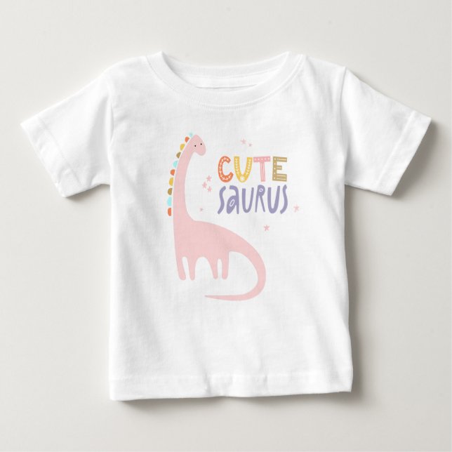 Camiseta Para Bebê Dinossauro Mínimo - CuteSaurus (Frente)