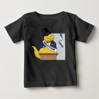 Camiseta Para Bebê Dinossauro Prefeito Cartola Político Cartoon Engra