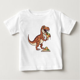 Camiseta Para Bebê Dinossauro raptor comendo pizza, presente de anive