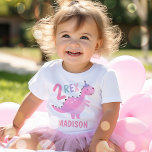 Camiseta Para Bebê Dinossauro Rosa, Dois segundos aniversários Rex<br><div class="desc">Dinossauro rosa Dois Camisas T de Partido de segundo aniversário Rex Todos os designs são © PIXEL PERFECTION PARTY LTD</div>