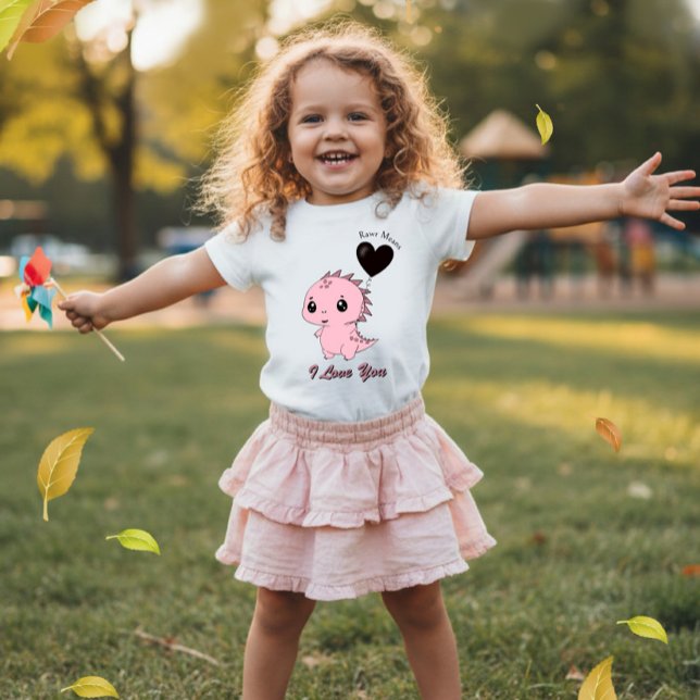 Camiseta Para Bebê Dinossauro Rosa Fofo (Criador carregado)