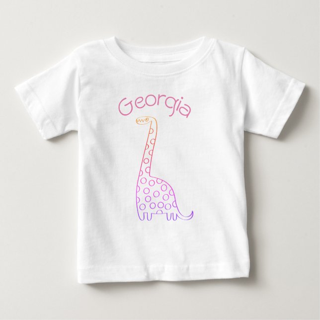 Camiseta Para Bebê Dinossauro Rosa Georgia para personalizar (Frente)