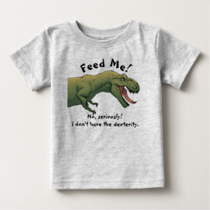 Camiseta Para Bebê Dinossauro T-Rex Alimenta-Me Uma Roupa De Bebê